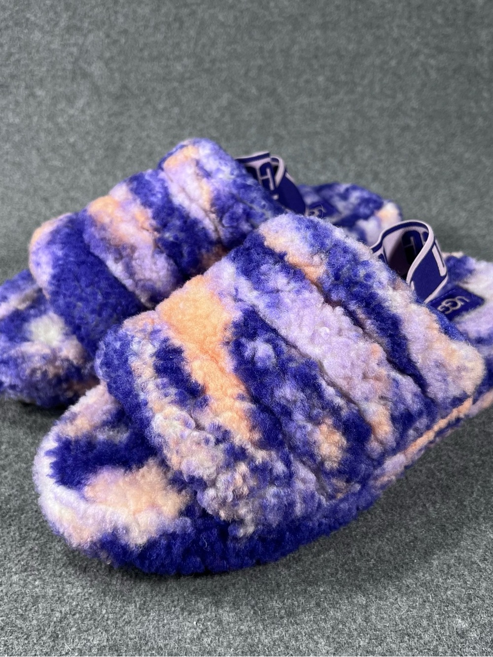 UGG Women's Fluff Yeah Slide Fluffy Slippers Marble Violet Night Size 8